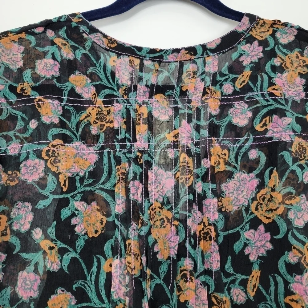 NWT Free People See It Through Floral Pleated Boho Maxi Dress Size Small - Picture 11 of 15